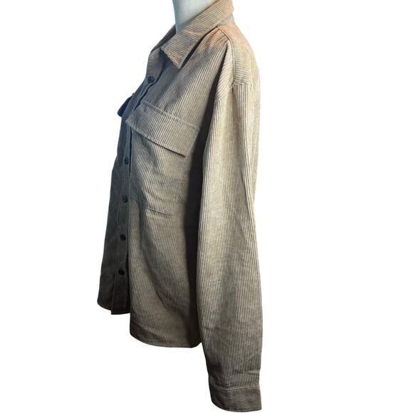 RSQ Men's Long Sleeve Button Front Corduroy Shirt Jacket, Tan, Medium NWT - Picture 6 of 7